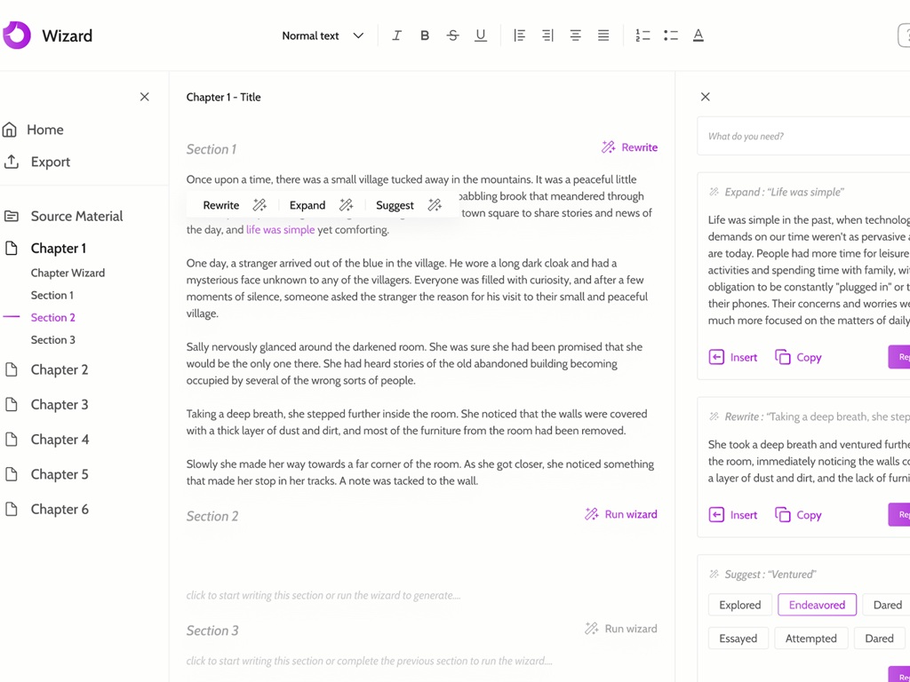 Author Wizard AI book-writing assistant